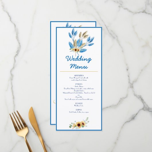 Menu Réception de mariage (Devant/Arrière en situation)