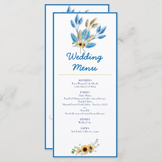 Menu Réception de mariage (Devant / Derrière)