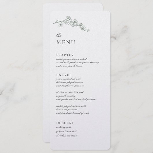 Menu Réception de mariage (Devant / Derrière)