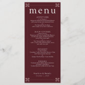 Menu Réception de mariage à clé grecque Rose de Bourgog (Devant)