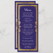 Menu Réception de mariage Art déco de la marine de (Devant / Derrière)