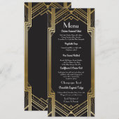 Menu Réception de Mariage Art Déco des Années 20 (Devant / Derrière)