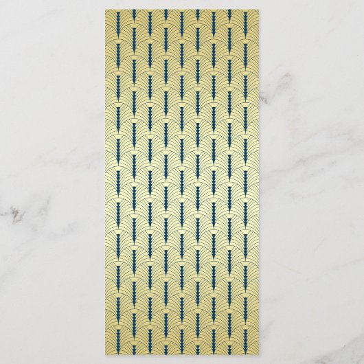 Menu Réception de mariage Art déco Diner Party Gold Blu (Dos)