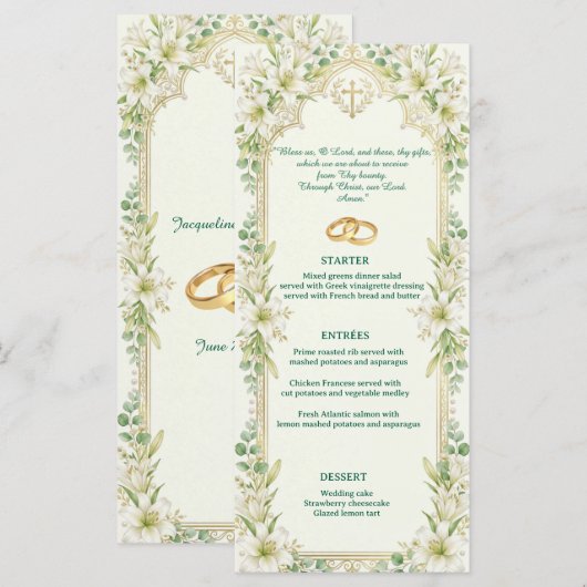 Menu Réception de mariage aux lys blancs (Devant / Derrière)