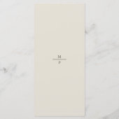 Menu Réception de mariage avec monogramme neutre et cha (Dos)