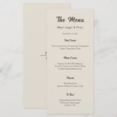 Menu Réception de mariage avec monogramme neutre et cha (Devant / Derrière)