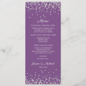 Menu Réception de mariage avec paillettes argentées vio (Devant)