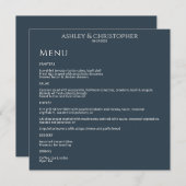 Menu Réception de mariage bleu marine minimal moderne (Devant / Derrière)