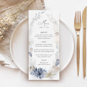Menu Réception de mariage Blue Beach Coastal Seashell