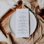 Menu Réception de mariage Boho simple<br><div class="desc">Il s'agit d'un menu moderne de mariage boho avec disposition minimaliste et police unique. Toutes les couleurs sont modifiables. // Pour les designs correspondants, recherchez "LENNOX" dans le magasin Sincerely By Nicole Zazzle. * Si vous aimez ce design mais ne le voyez pas disponible pour quelque chose que vous cherchez,...</div>