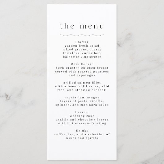Menu Réception de mariage Boho simple (Devant)