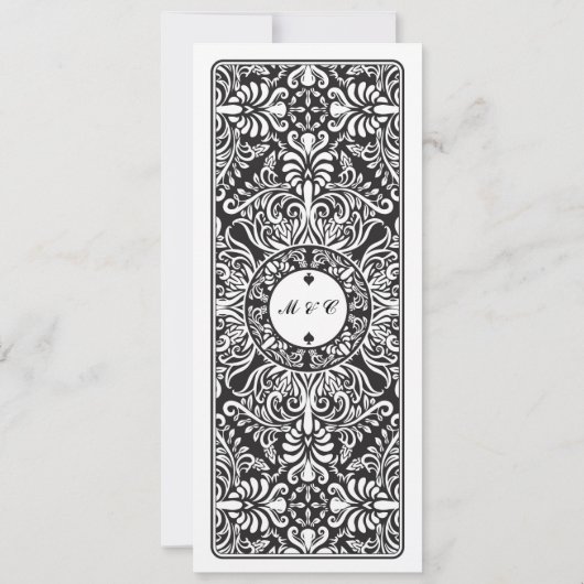 Menu Réception de Mariage Cartes à Jouer As de Piq (Dos)