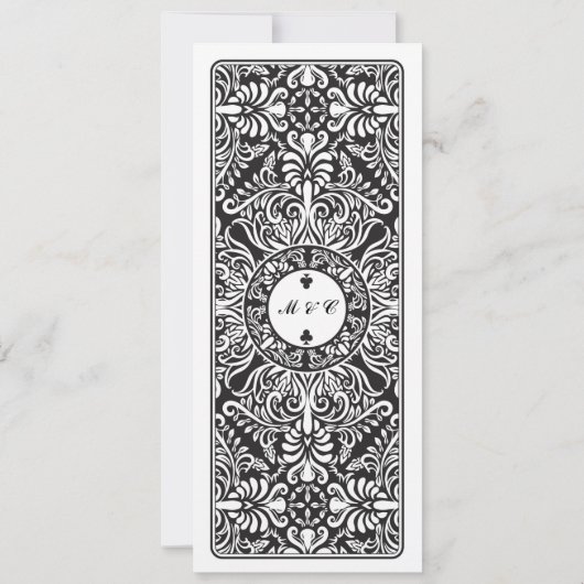 Menu Réception de Mariage Cartes à Jouer As de Trè (Dos)