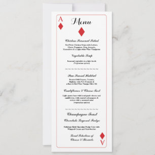 Menu Réception de Mariage Cartes à Jouer Diamant A