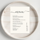 Menu Réception de mariage chic écriture cream