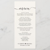Menu Réception de mariage chic écriture cream (Devant)