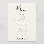 Menu Réception De Mariage De Crème Chic Script (Devant)