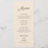 Menu Réception De Mariage De Crème De Script Cursif Mod (Devant)