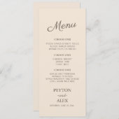 Menu Réception De Mariage De Crème De Script Cursif Mod (Devant / Derrière)