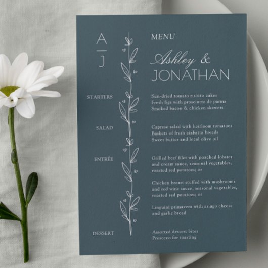 Menu Réception De Mariage De Divider Floral Bio Moderne