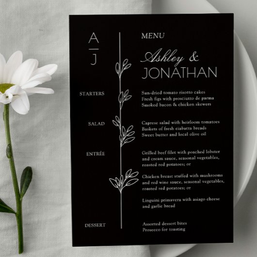 Menu Réception De Mariage De Divider Floral Bio Moderne