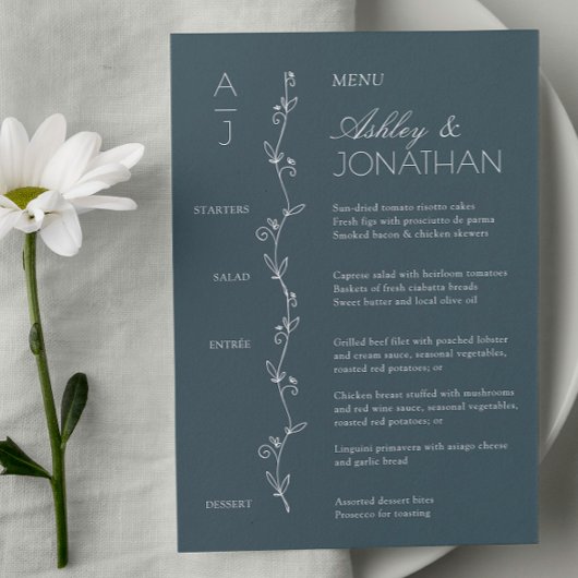 Menu Réception De Mariage De Divider Floral Bio Moderne