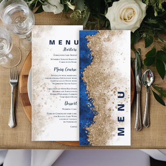 Menu Réception de mariage de luxe formelle bleu royal o