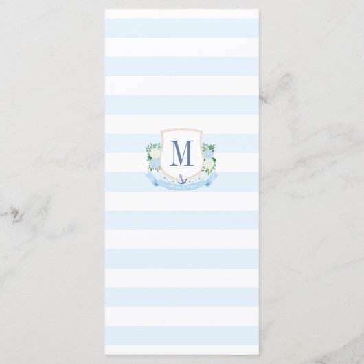 Menu Réception De Mariage De Monogramme Côtier Classiqu (Dos)