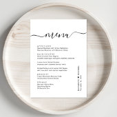Menu Réception De Mariage De Script Chic