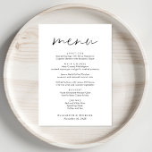 Menu Réception De Mariage De Script Chic