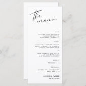 Menu Réception De Mariage De Script Minimaliste (Devant / Derrière)