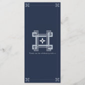 Menu Réception de mariage élégante à clé grecque bleu m (Dos)