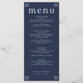 Menu Réception de mariage élégante à clé grecque bleu m (Devant)