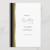 Menu Réception de mariage élégante avec rayures noires (Dos)