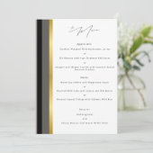 Menu Réception de mariage élégante avec rayures noires (Debout devant)