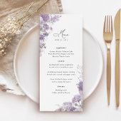 Menu Réception de mariage élégante avec thème floral de