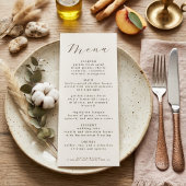 Menu Réception de mariage élégante et rustique pour le