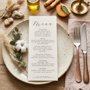 Menu Réception de mariage élégante et rustique pour le 