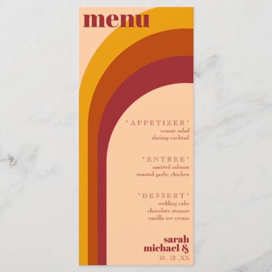 Menu Réception De Mariage En Arche Courbée Rétro (Devant)