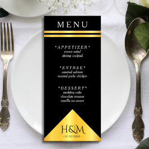 Menu Réception de mariage en bande géométrique noire et