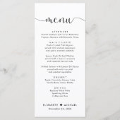 Menu Réception de mariage en écriture élégante (Devant)