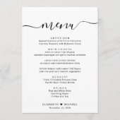 Menu Réception de mariage en écriture élégante (Devant)