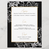 Menu Réception de mariage en or et noir (Dos)