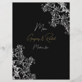 Menu Réception de mariage en or et noir (Devant)