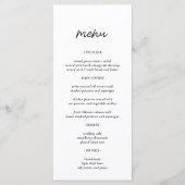 Menu Réception de mariage en typographie simple (Devant)