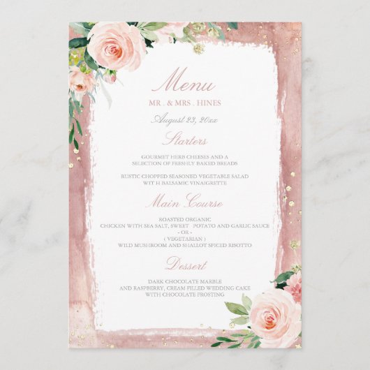 Menu Réception de mariage enchantée de dîner de fête de (Devant)