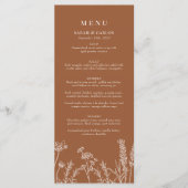 Menu Réception de mariage Fleur sauvage de Boho orange  (Devant)