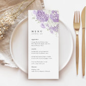 Menu Réception de mariage floral lilas blanc lavande
