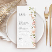 Menu Réception de mariage florale rose pêche pour dîner