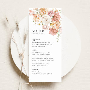 Menu Réception de mariage florale rose poussiéreuse